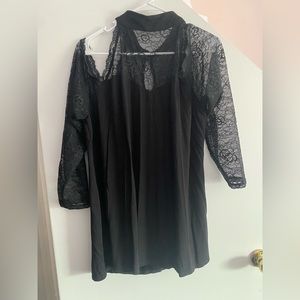 Lace choker cold shoulder shirt